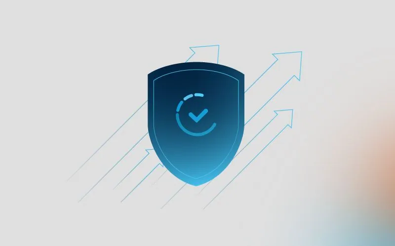 A security shield with growth arrows